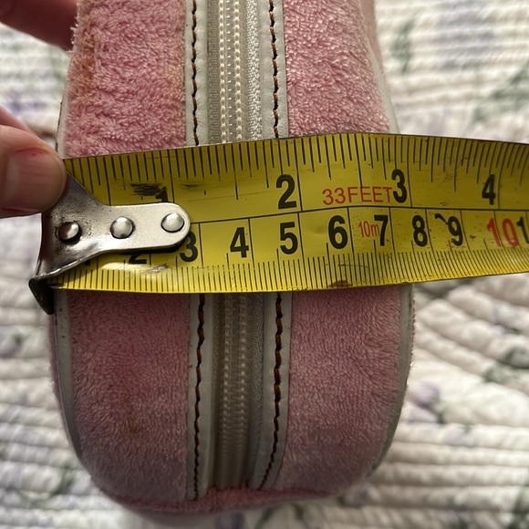 Vintage RARE Juicy Couture light pink terry/raffia make up bag/purse. - Picture 11 of 12